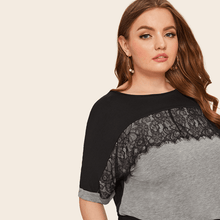 Load image into Gallery viewer, Plus Size Loose T-shirt Chest Lace Summer Dress
