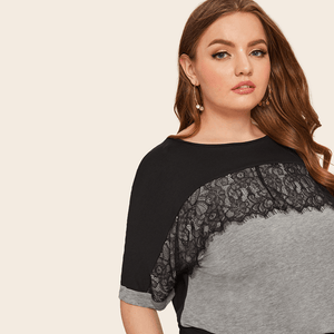 Plus Size Loose T-shirt Chest Lace Summer Dress