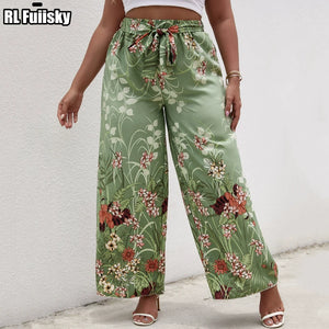 Straight Loose plus Size Retro Wide-Leg Pants