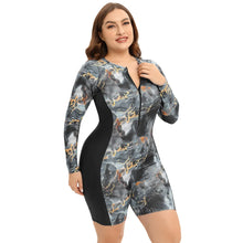 Load image into Gallery viewer, Womens Plus Size Boyleg One Piece Rashguard Padded Swimsuit UPF 50 Front Zip Surf Wetsuit
