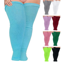 Load image into Gallery viewer, Women Stockings Plus Size Ribbed Knit Stripe Long Socks Warmer Thicken For Lady Girls Over The Knee Socks Thin Leg Knee-high
