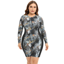 Load image into Gallery viewer, Womens Plus Size Boyleg One Piece Rashguard Padded Swimsuit UPF 50 Front Zip Surf Wetsuit
