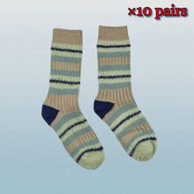 Load image into Gallery viewer, 5/10 Pairs New Top Quality Thick Stripes Color Matching Contrast Imitation Mink Fur Socks Sweet Warm Women&#39;s Mid-tube Socks
