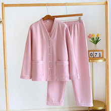 Load image into Gallery viewer, plus size winter Sweet pink pajamas sets women Quilted scuba keep warm Japanese simple long sleeve sleepwear pyjamas
