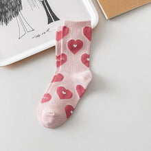 Load image into Gallery viewer, 4/8 Pairs Women&#39;s Fashionable All-match Japanese Cute Middle-tube Socks Spring and Autumn Pink Letter Love Strawberry Socks
