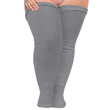 Load image into Gallery viewer, Women Stockings Plus Size Ribbed Knit Stripe Long Socks Warmer Thicken For Lady Girls Over The Knee Socks Thin Leg Knee-high
