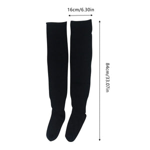 Women Stockings Plus Size Ribbed Knit Stripe Long Socks Warmer Thicken For Lady Girls Over The Knee Socks Thin Leg Knee-high