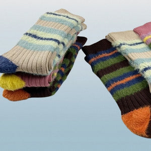 5/10 Pairs New Top Quality Thick Stripes Color Matching Contrast Imitation Mink Fur Socks Sweet Warm Women's Mid-tube Socks