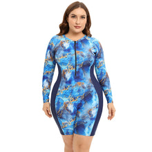 Load image into Gallery viewer, Womens Plus Size Boyleg One Piece Rashguard Padded Swimsuit UPF 50 Front Zip Surf Wetsuit
