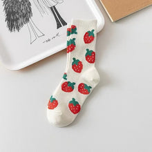 Load image into Gallery viewer, 4/8 Pairs Women&#39;s Fashionable All-match Japanese Cute Middle-tube Socks Spring and Autumn Pink Letter Love Strawberry Socks
