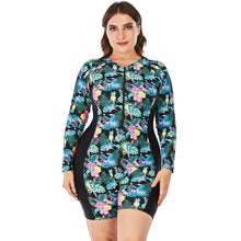 Load image into Gallery viewer, Womens Plus Size Boyleg One Piece Rashguard Padded Swimsuit UPF 50 Front Zip Surf Wetsuit
