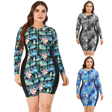 Load image into Gallery viewer, Womens Plus Size Boyleg One Piece Rashguard Padded Swimsuit UPF 50 Front Zip Surf Wetsuit
