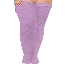 Load image into Gallery viewer, Women Stockings Plus Size Ribbed Knit Stripe Long Socks Warmer Thicken For Lady Girls Over The Knee Socks Thin Leg Knee-high
