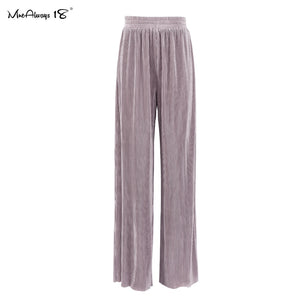 Mnealways18 Beige Pleated Wide Leg Pants Womens Pants Fashion 2022 Casual Loose Trousers Office Lady Elegant Long Palazzo Pants