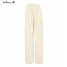 Load image into Gallery viewer, Mnealways18 Beige Pleated Wide Leg Pants Womens Pants Fashion 2022 Casual Loose Trousers Office Lady Elegant Long Palazzo Pants
