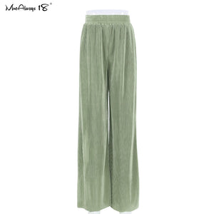 Mnealways18 Beige Pleated Wide Leg Pants Womens Pants Fashion 2022 Casual Loose Trousers Office Lady Elegant Long Palazzo Pants