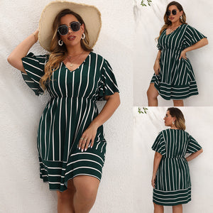 Summer plus Size Striped Loose Dress